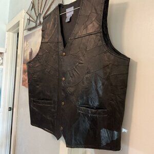 Black Leather Motorcycle Riding Vest Size XXL